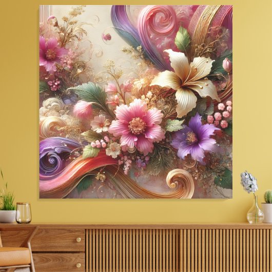 Vibrant Floral Extravaganza Canvas Art (Insitu (Woonkamer))