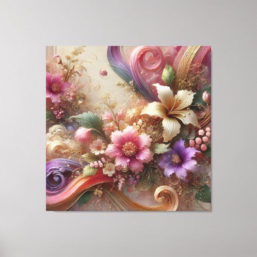 Vibrant Floral Extravaganza Canvas Art Afdruk (Voorkant)