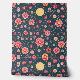 Vibrant Floral Fiesta: Dag van de Doden Geïnspiree Behang