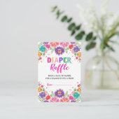 Vibrant Floral Fiesta Diaper Baby shower Raffle Informatiekaartje (Staand voorkant)