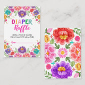 Vibrant Floral Fiesta Diaper Baby shower Raffle Informatiekaartje (Voorkant / Achterkant)