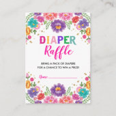 Vibrant Floral Fiesta Diaper Baby shower Raffle Informatiekaartje (Voorkant)
