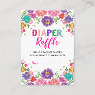 Vibrant Floral Fiesta Diaper Baby shower Raffle Informatiekaartje