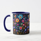 Vibrant Floral Garden Black Ceramic Combo Mug Mok (Links)