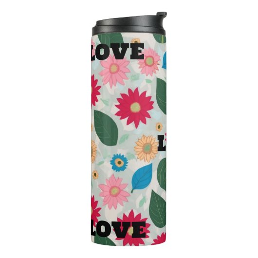 Vibrant Floral Garden Seamless Pattern - Cheerful  Thermosbeker (Gedraaid links)