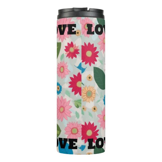 Vibrant Floral Garden Seamless Pattern - Cheerful  Thermosbeker (Achterkant)