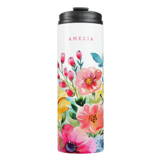 Vibrant Floral Garden Thermosbeker (Voorkant)