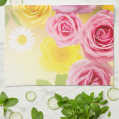 Vibrant Floral Gradient Art – Pink Yellow Purple Theedoek (Gevouwen)