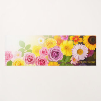 Vibrant Floral Gradient Art – Pink Yellow Purple Yogamat