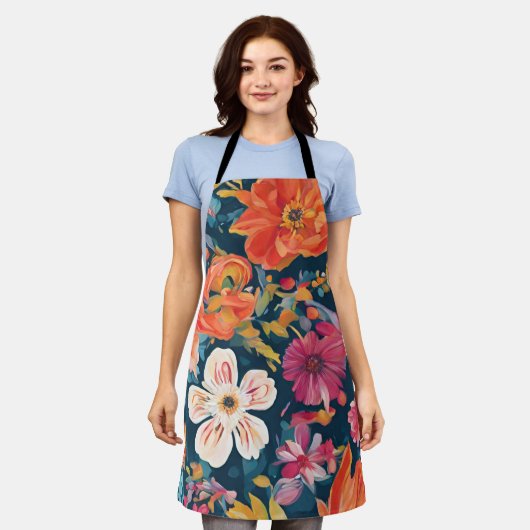 Vibrant Floral Graphic Art Schort (Gedragen)