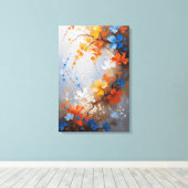 Vibrant Floral Harmony – Abstract Impasto Canvas Afdruk (Insitu (Houten vloer))