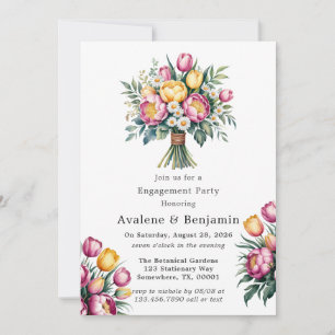Vibrant Floral Harmony Engagement Party Kaart