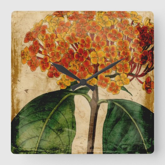 Vibrant Floral I Vierkante Klok (Voorkant)