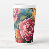 Vibrant Floral Latte Mok – koffiekopje voor thee (Voorkant)
