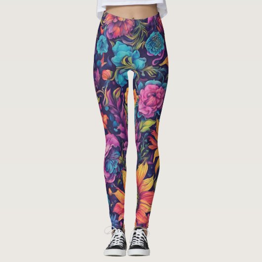 Vibrant Floral Leggings (Voorkant)
