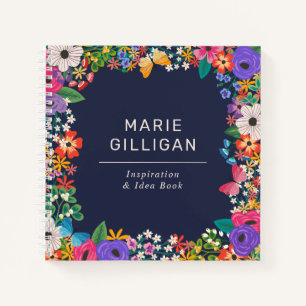 Vibrant Floral Lijst met Butterflies Notitieboek