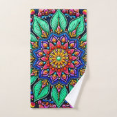 Vibrant Floral Mandala Art Bad Handdoek (Handdoek)