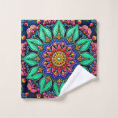 Vibrant Floral Mandala Art Bad Handdoek (Wasdoekje)