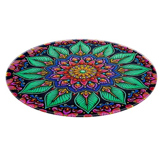Vibrant Floral Mandala Art Snijplank (Hoek)