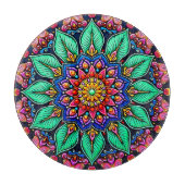 Vibrant Floral Mandala Art Snijplank (Voorkant)