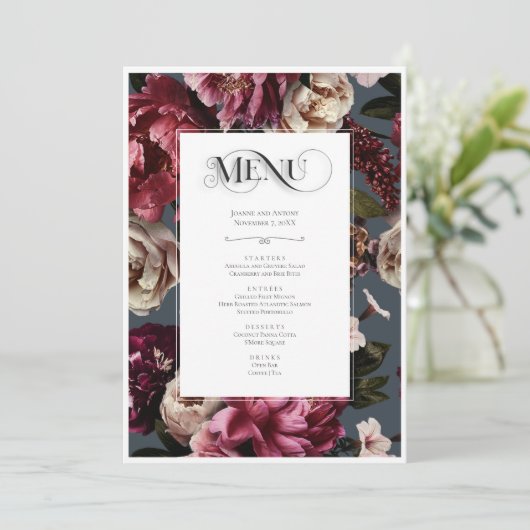 Vibrant Floral Menu Kaart (Staand voorkant)