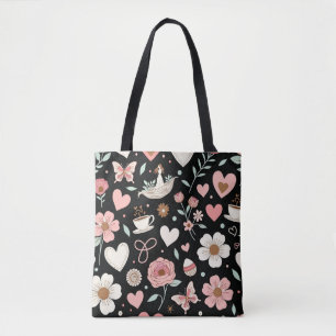 Vibrant Floral Mosaic Empowering Botanical Art Tote Bag