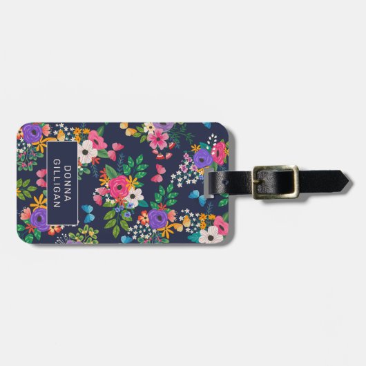 Vibrant Floral Pattern Bagagelabel (Voorkant horizontaal)
