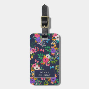 Vibrant Floral Pattern Bagagelabel