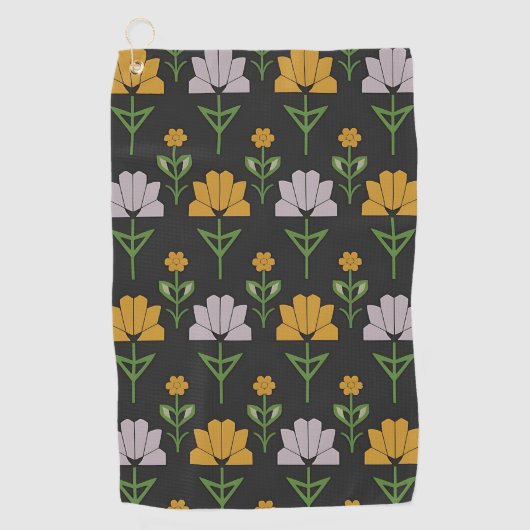 Vibrant Floral Pattern Golfhanddoek (Voorkant)