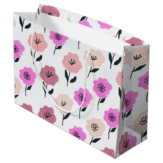 Vibrant Floral Pattern Groot Cadeauzakje (Achterkant Gekanteld)