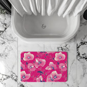 Vibrant Floral Pattern in Pink, White & Royal Blue Badmat