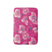 Vibrant Floral Pattern in Pink, White & Royal Blue Badmat (Voorkant Verticaal)