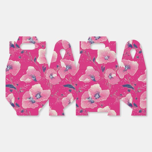 Vibrant Floral Pattern in Pink, White & Royal Blue Bedankdoosjes (Ongevouwen)