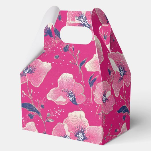 Vibrant Floral Pattern in Pink, White & Royal Blue Bedankdoosjes (Achterkant)