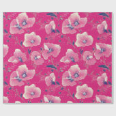 Vibrant Floral Pattern in Pink, White & Royal Blue Cadeaupapier (Vlak)