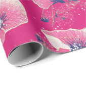 Vibrant Floral Pattern in Pink, White & Royal Blue Cadeaupapier (Rol Hoek)