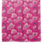 Vibrant Floral Pattern in Pink, White & Royal Blue Douchegordijn (Voorkant)