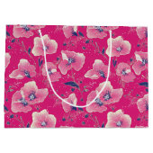 Vibrant Floral Pattern in Pink, White & Royal Blue Groot Cadeauzakje (Achterkant)