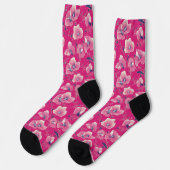 Vibrant Floral Pattern in Pink, White & Royal Blue Sokken (Links)
