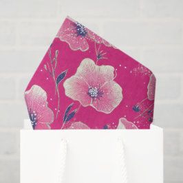 Vibrant Floral Pattern in Pink, White & Royal Blue Tissuepapier