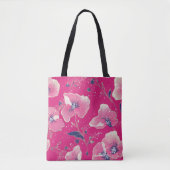Vibrant Floral Pattern in Pink, White & Royal Blue Tote Bag (Voorkant)