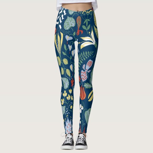 Vibrant Floral Pattern Leggings (Voorkant)
