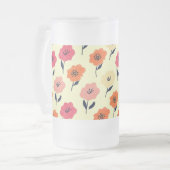Vibrant Floral Pattern Matglas Bierpul (Voorkant links)
