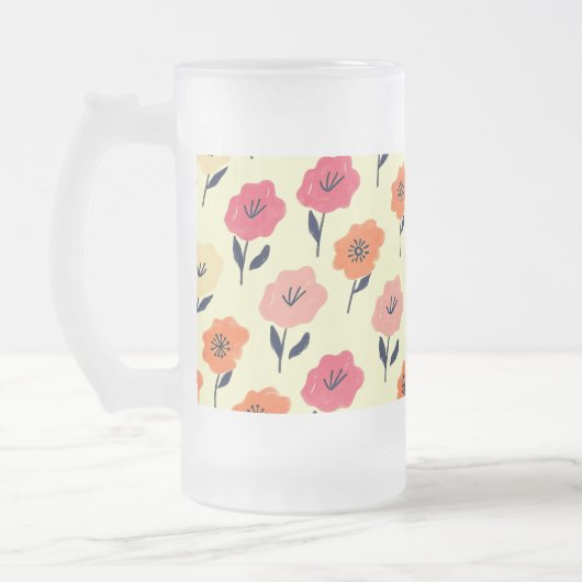 Vibrant Floral Pattern Matglas Bierpul (Links)