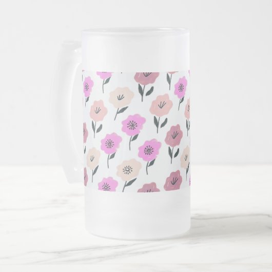Vibrant Floral Pattern Matglas Bierpul (Voorkant links)