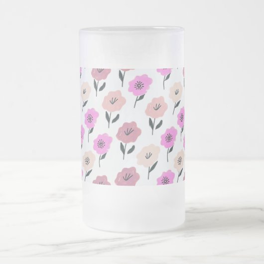 Vibrant Floral Pattern Matglas Bierpul (Center)