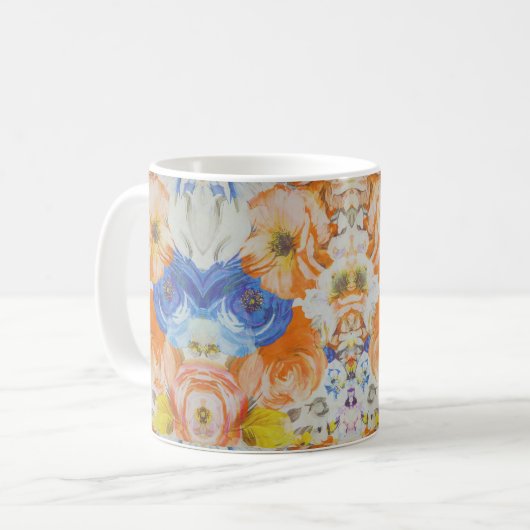 Vibrant Floral Pattern Mug Koffiemok (Voorkant links)