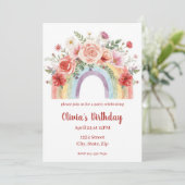 Vibrant Floral Rainbow Watercolor Birthday Party (Staand voorkant)