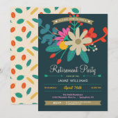 Vibrant Floral Retirement Party uitnodiging (Voorkant / Achterkant)