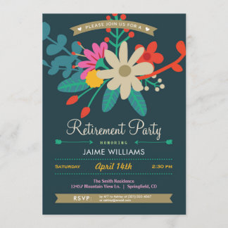 Vibrant Floral Retirement Party uitnodiging